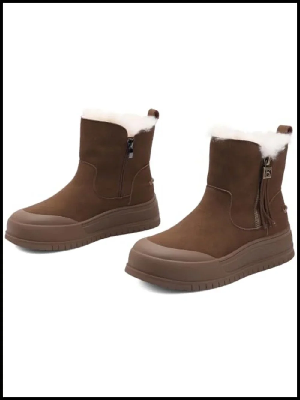 Genuine Suede Leather Mini Snow Boots with Fur Lining Anti-Slip Winter Ankle